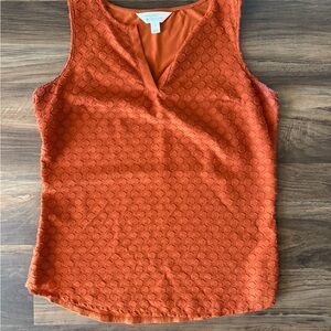 Market & Spruce Burnt Orange Textured V-Neck Sleeveless Top